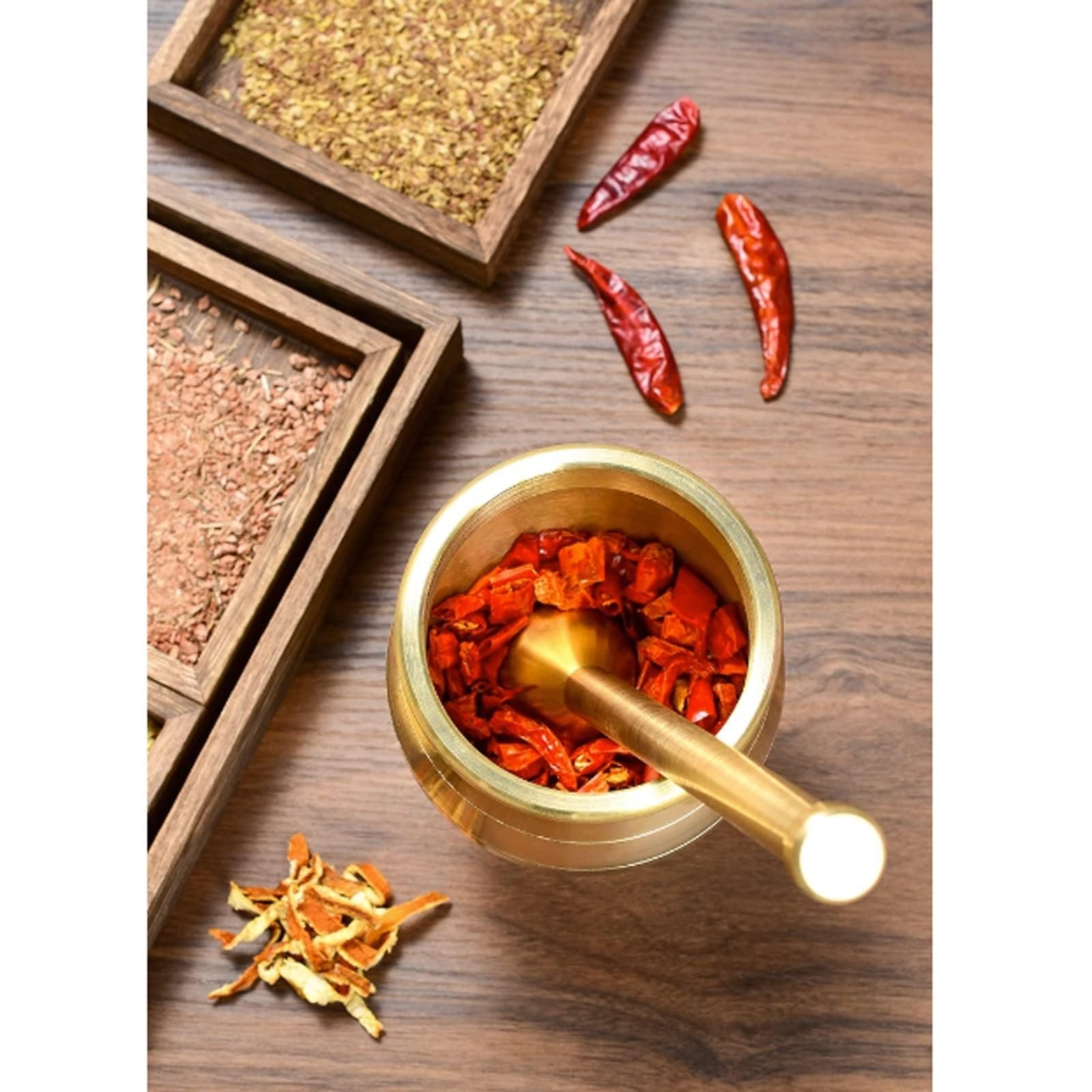 Mortaio e Pestello in Ottone Massiccio, Set Tradizionale e Resistente per Spezie, Erbe, Aglio e Guacamole, Elegante Arredamento da Cucina Fatto a Mano(XX-Large)