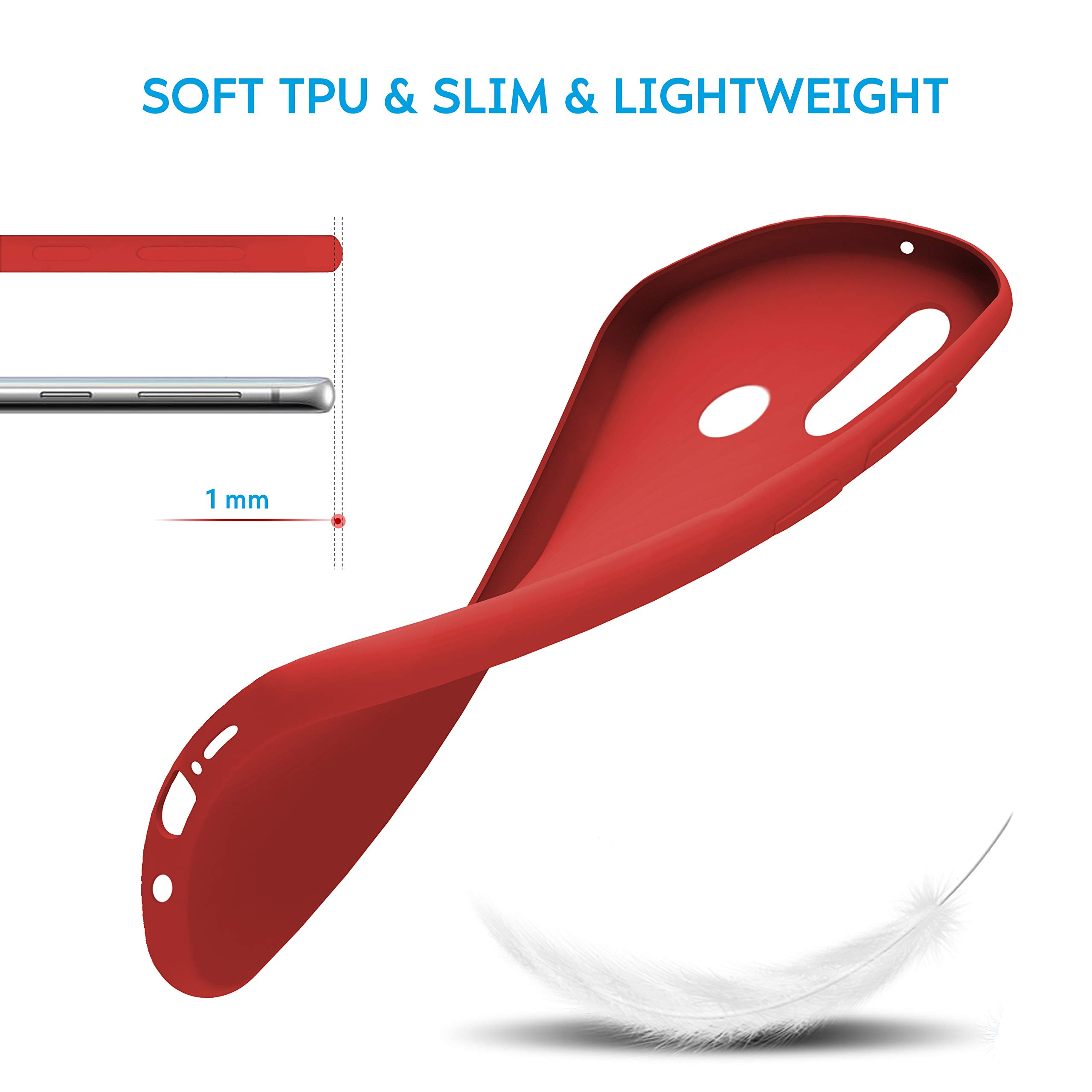 Custodia Morbida NEWTOP Per Huawei P30 Lite: TPU Soft Gel Rossa, Sottile E Flessibile