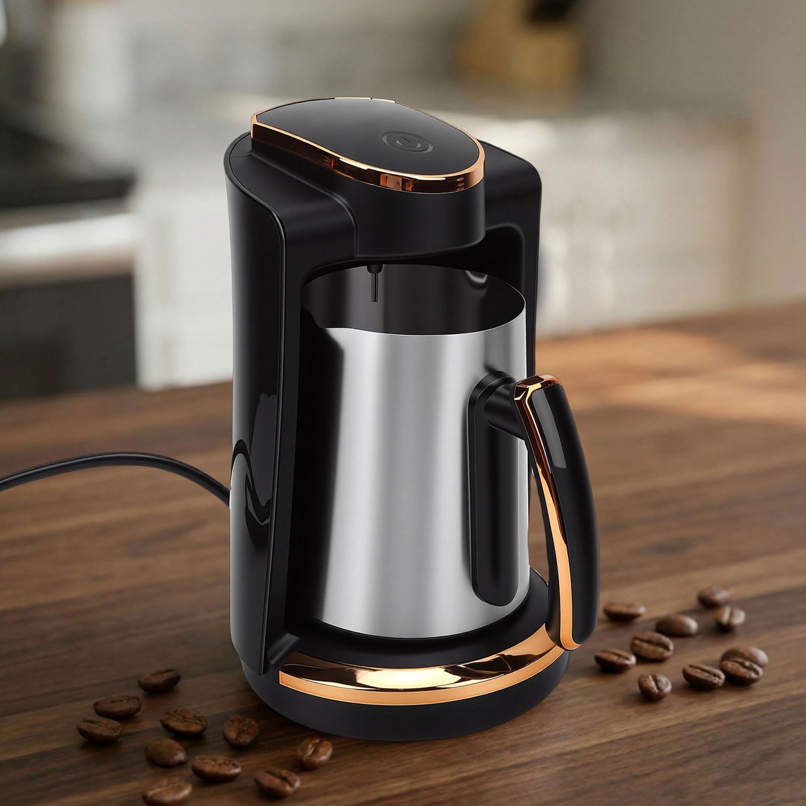 Generic Przenośny Turecki Ekspres do Kawy o Mocy 550 W ze Stali Nierdzewnej i Pojemności 250 Ml na jedną filiżankę Po Turecku do Podróży W Biurze Domowym (Wtyczka UE 220 V)
