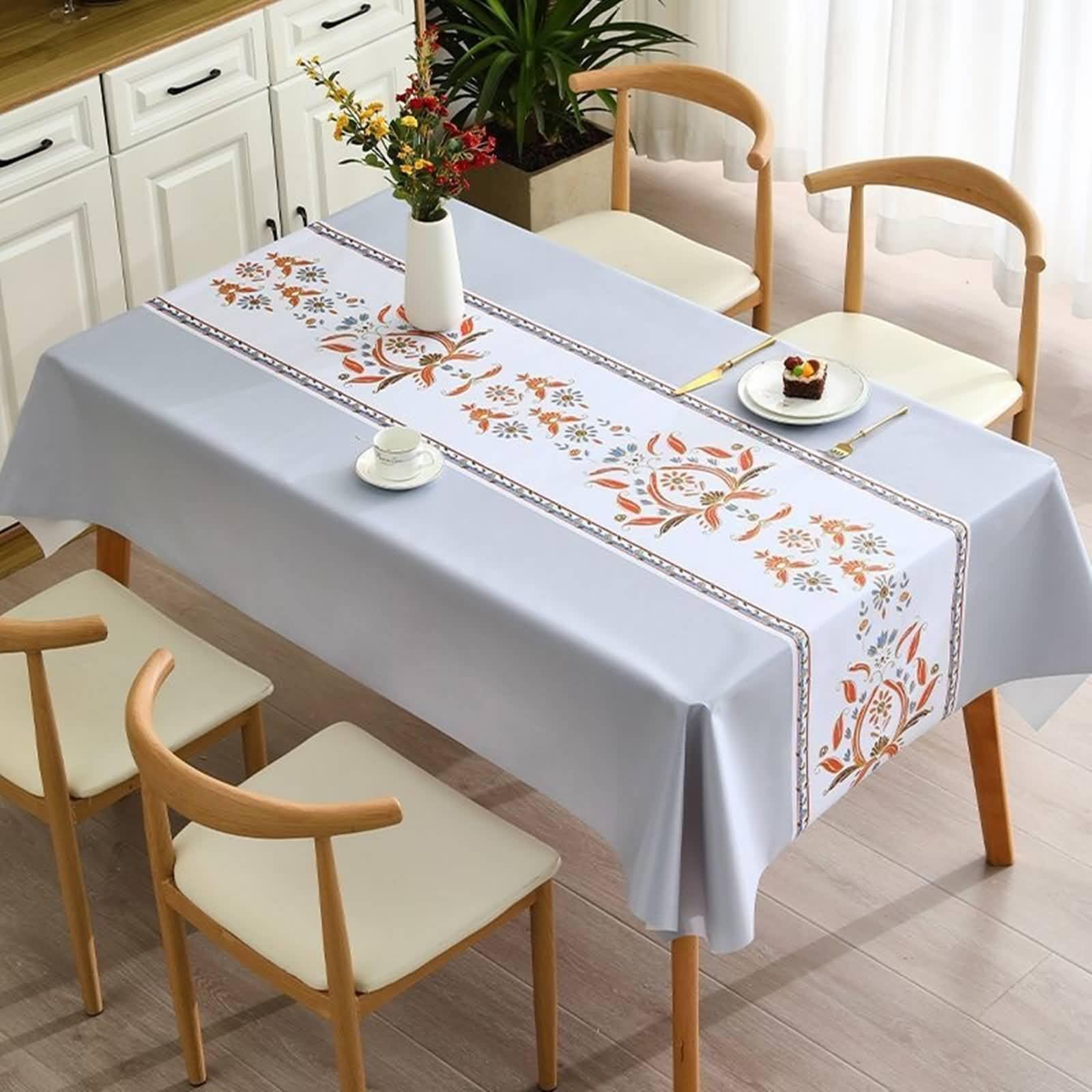 Nappe anniversaire fleurie en toile cirée imperméable pour table de fête rectangle