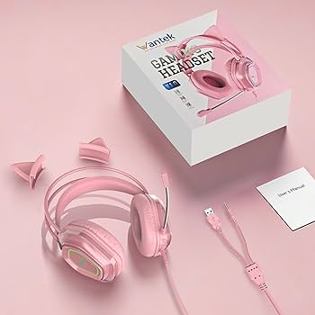 Amazon.com: Wantek Cute Cat-Ear Gaming Headset - 50mm Drivers