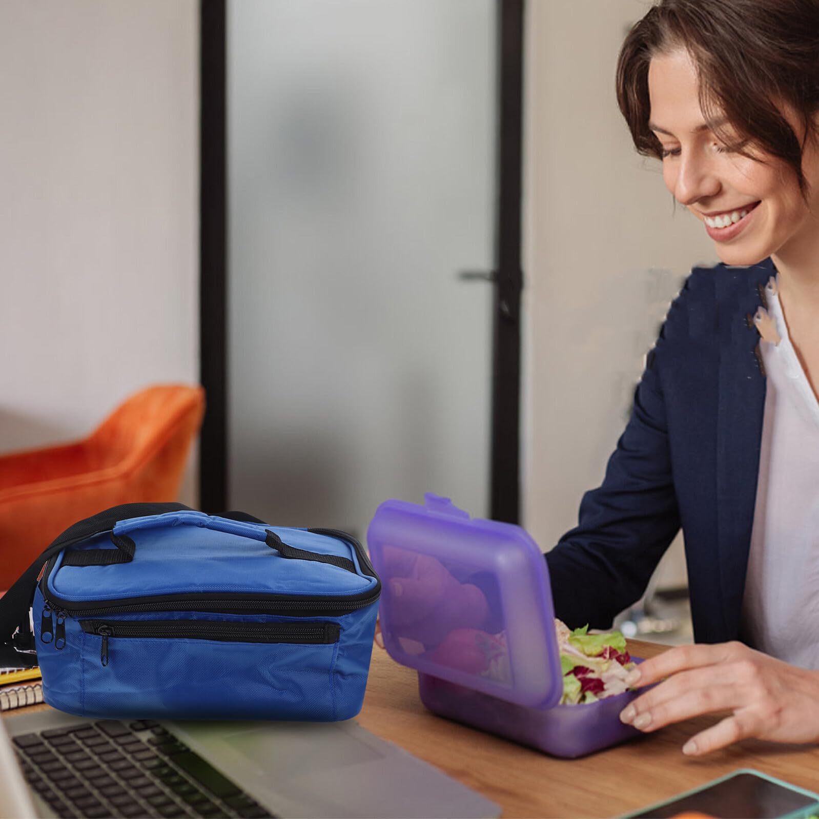 Uonlytech Bolsa Térmica Almuerzo 12v para Coche Bolsa Isotérmica de Oxford Azul Aislamiento de Aluminio Portátil y Compacta para Viajes Oficina y Actividades al Aire Libre