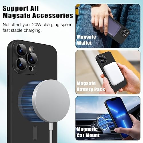 Miniatura 6 de Newseego - Funda magnética para iPhone 13 Pro Max, funda metálica de lujo con protector completo de lente de cámara para mujeres, niñas y hombres,