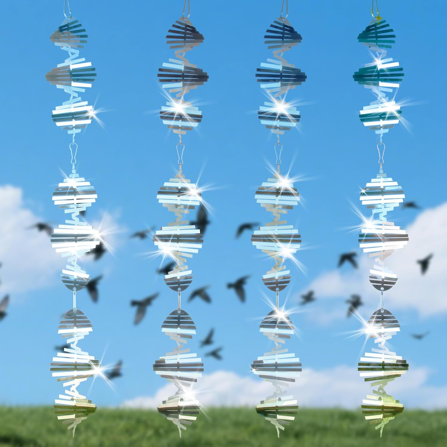 Bird Deterrents for Outside, 12 Pcs Stainless Steel 3D Wind Spinners