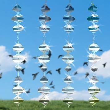 Stainless Steel Bird Deterrents for Outside, Woodpecker Deterrent for House, 3D Wind Spinners Outdoor Decor 12 Pcs Highly Reflective Bird Scare Devices to Keep Sparrow Away from Pool, Patio, Orchard