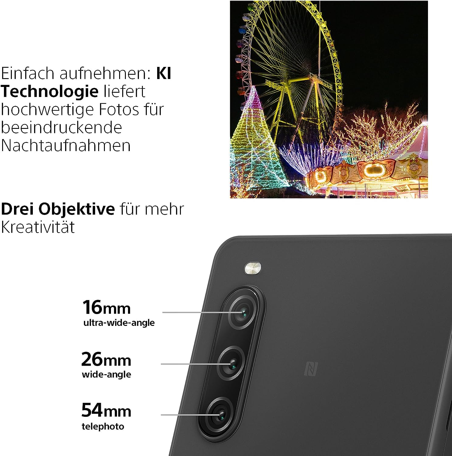 Sony Xperia 10 V Smartfon, Czarny, 6GB