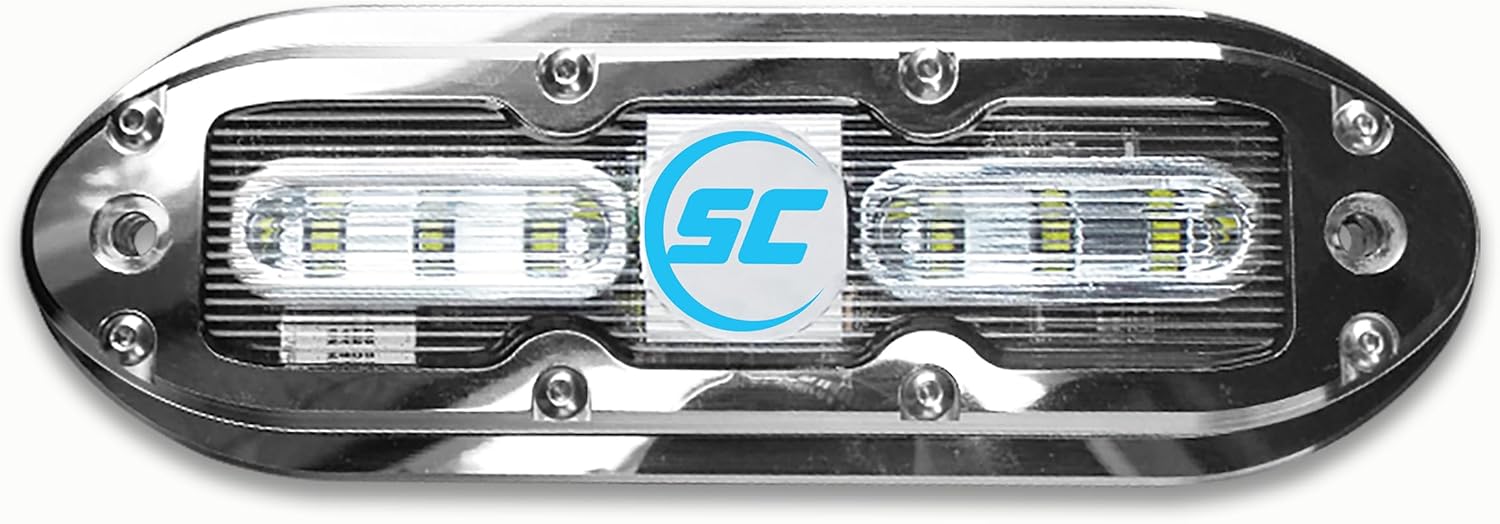 shadow-caster SCM-6 LED Underwater Boat Light - Bimini Blue - 316 Stainless Steel Housing - Polycarbonate Lens - IP68 Fully Submersible Waterproof