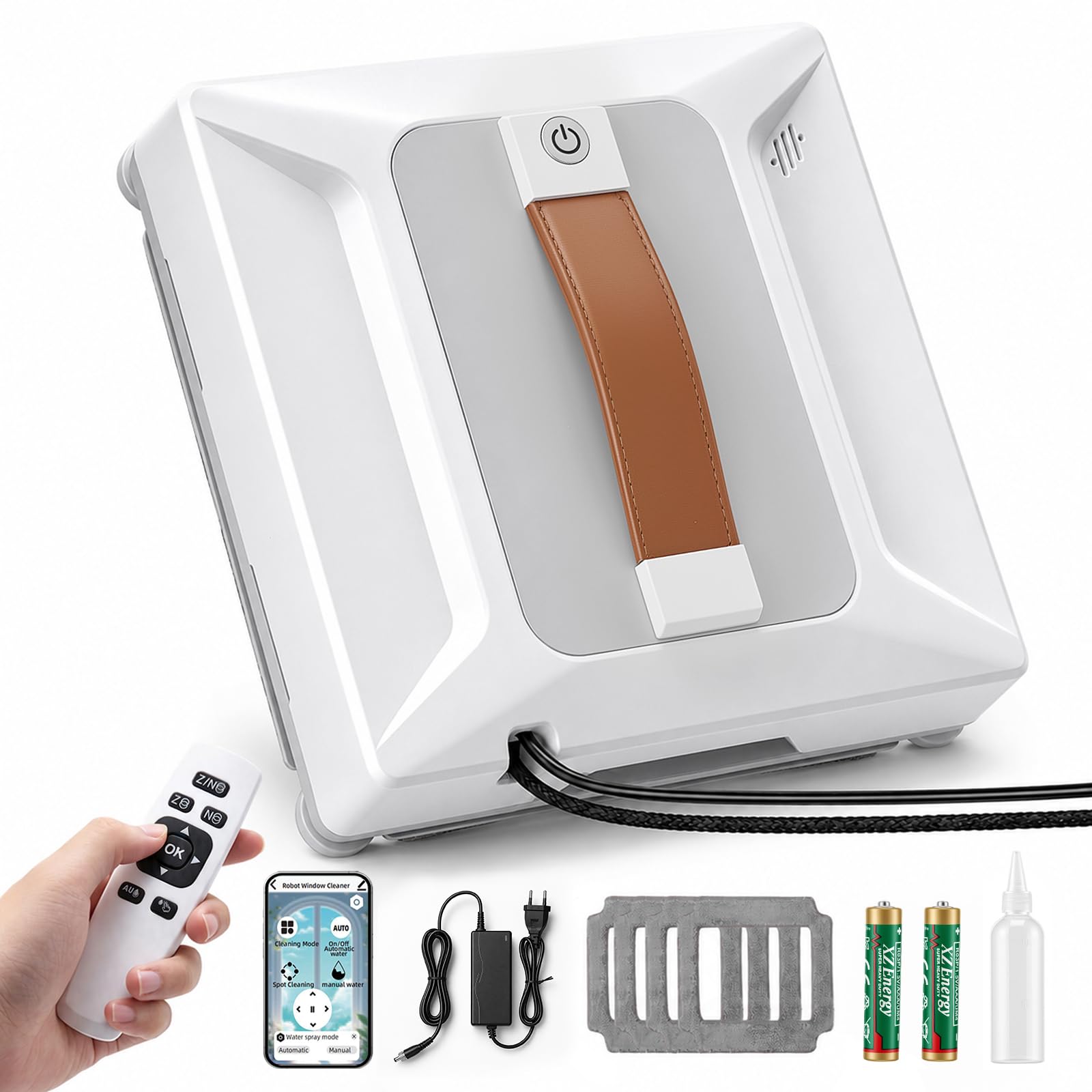 Fensterputzroboter,7000Pa Saugkraft,Ultraschall‑Sprühfunktion 100ml Tank,App & Fernbedienung,4 Reinigungsmodi