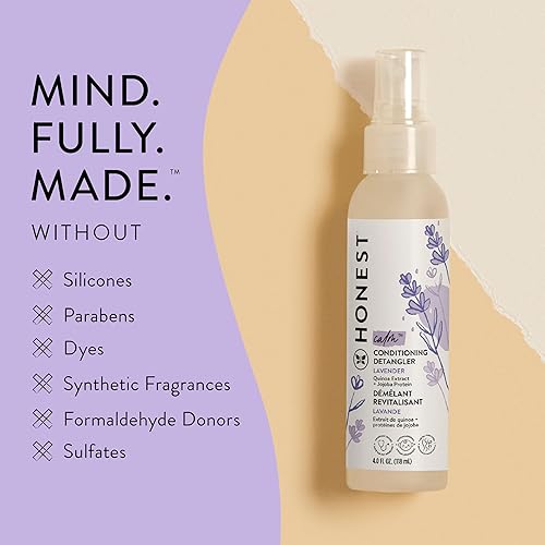 Miniatura 19 de The Honest Company Acondicionador desenredante para el cabello, acondicionador sin enjuague y spray fortificante, sin desgarros, hipoalergénico