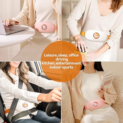 Miniatura 6 de Almohadilla térmica electrónica portátil, masajeador de calefacción lumbar, 4 niveles de temperatura y 5 ajustes de masaje, almohadilla térmica para
