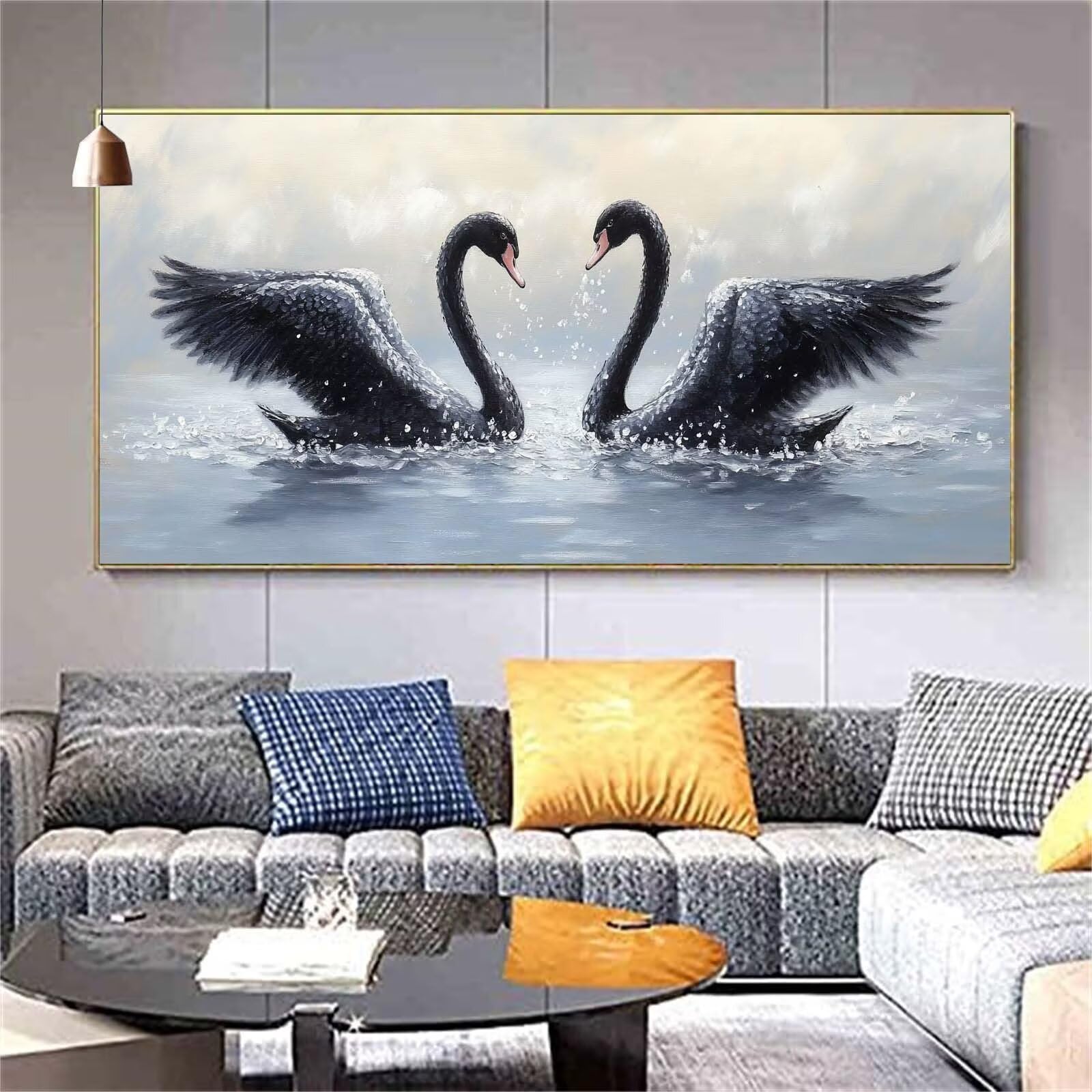 Diamond Painting Couple Diamond Painting Adulte Cygne Diamant Painting Enfant,DIY Peinture Diamant Broderie Kit Complet Diamant Art Set Tableau Perle Decoration Maison Idee Cadeau Femme 70x200cm Z577