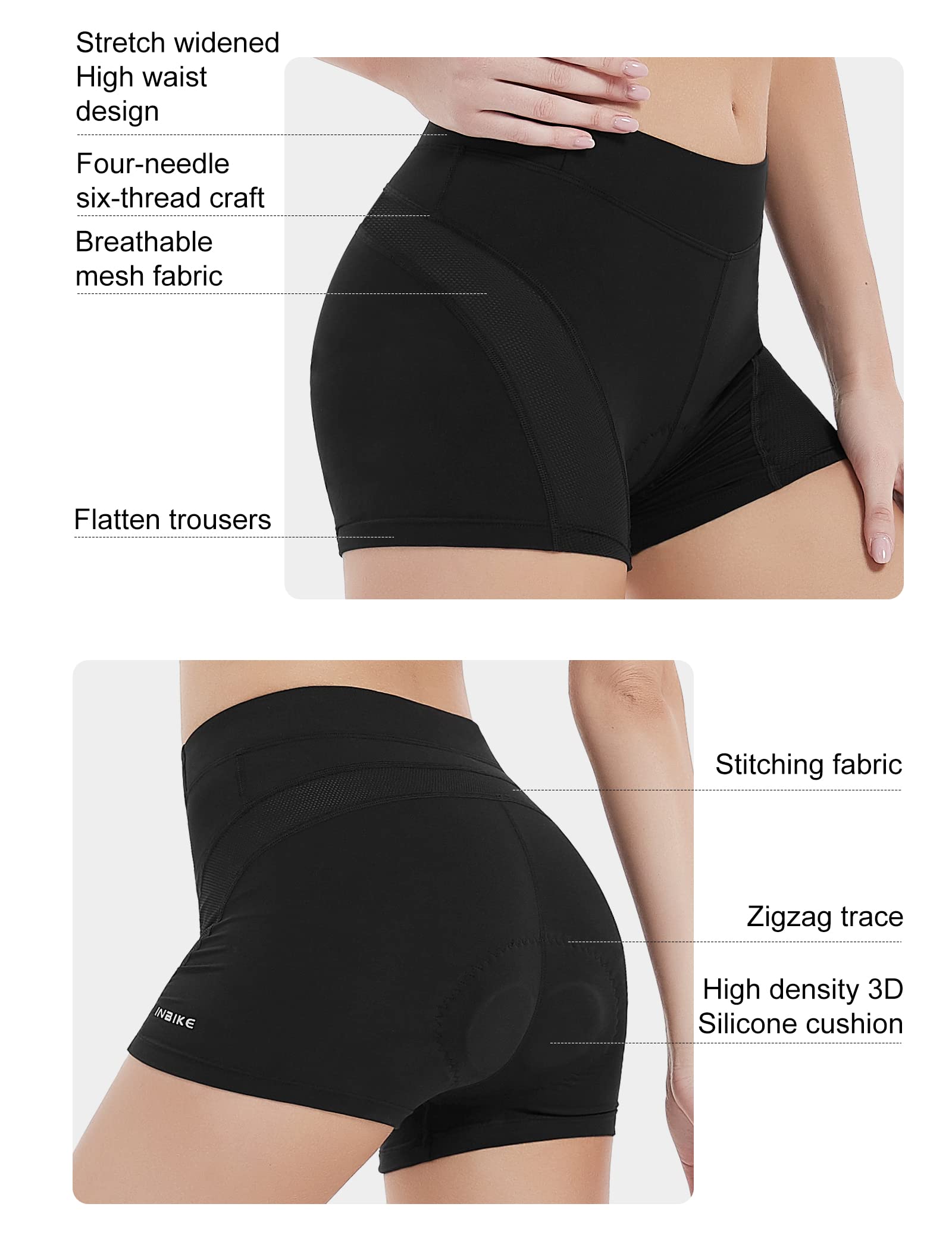 INBIKE Pantaloncini Ciclismo da Donna Mutande Imbottitura 3D per MTB Bicicletta Allenamento Fitness