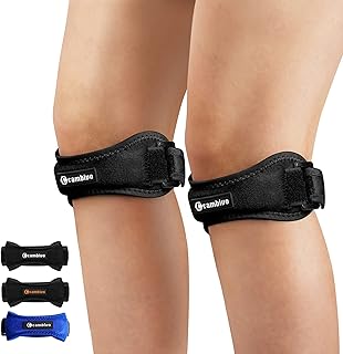 CAMBIVO 2 Pack Patella Knee Strap, Adjustable Knee Brace Patellar Tendon Stabilizer Support Band for Knee Pain Relief, Jumpers Knee, Tendonitis, Basketball, Running (Black)