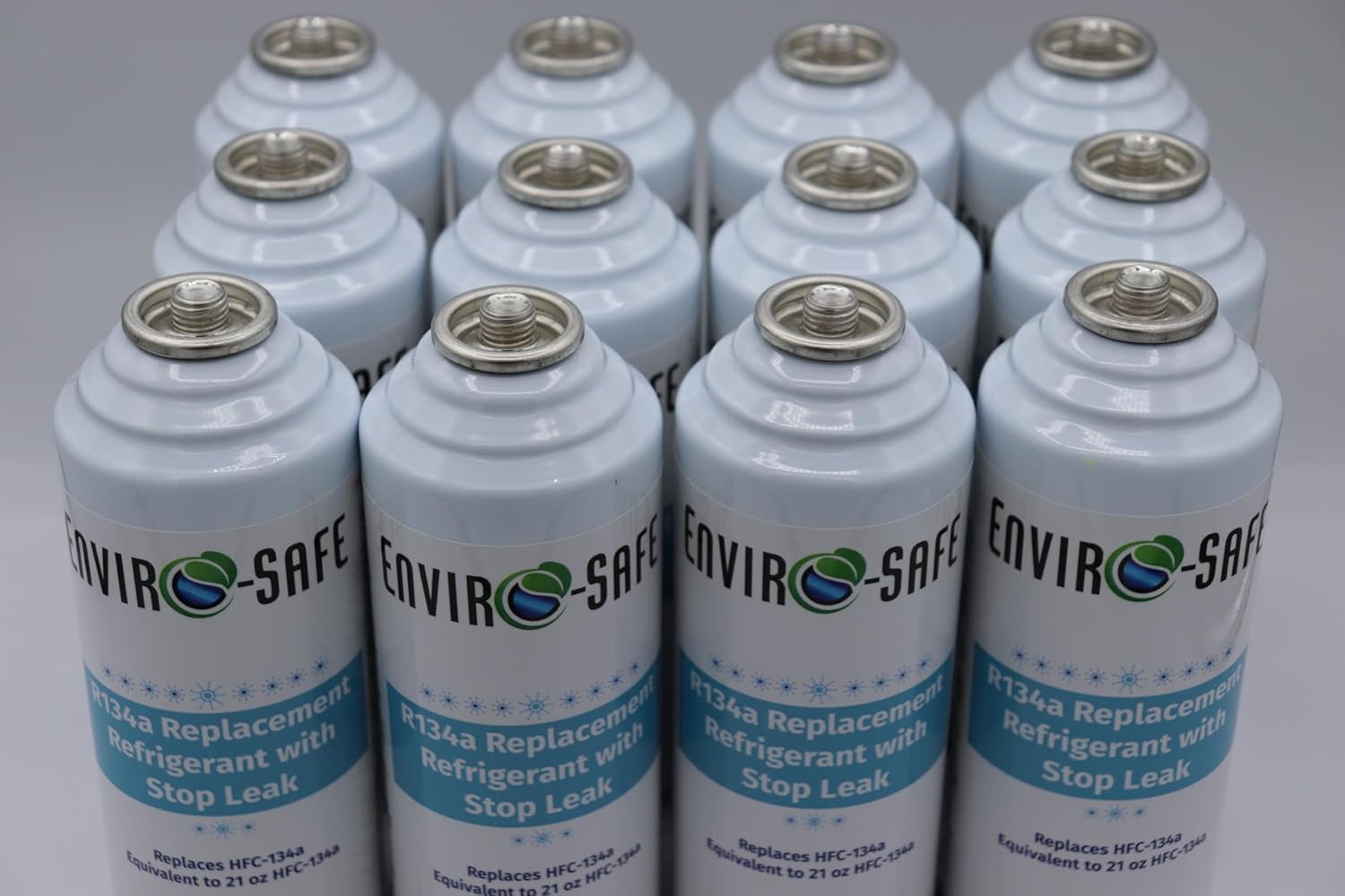 R134a Replacement with Stop Leak| Case of 12 Cans with Piercing Valve for AC Recharging
