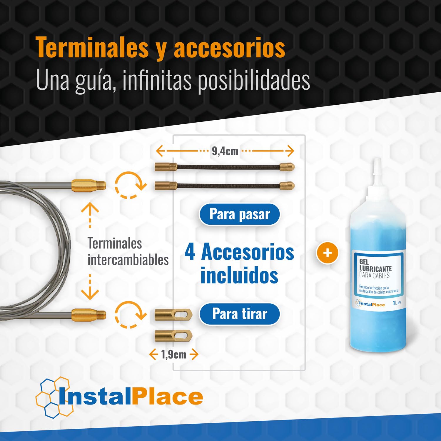 Pack Guía Pasacables Trenzada Monofilamento 15m Ø 3mm + Lubricante 1L, Alta Resistencia, Gran Alcance, Baja Fricción, Alta Flexibilidad