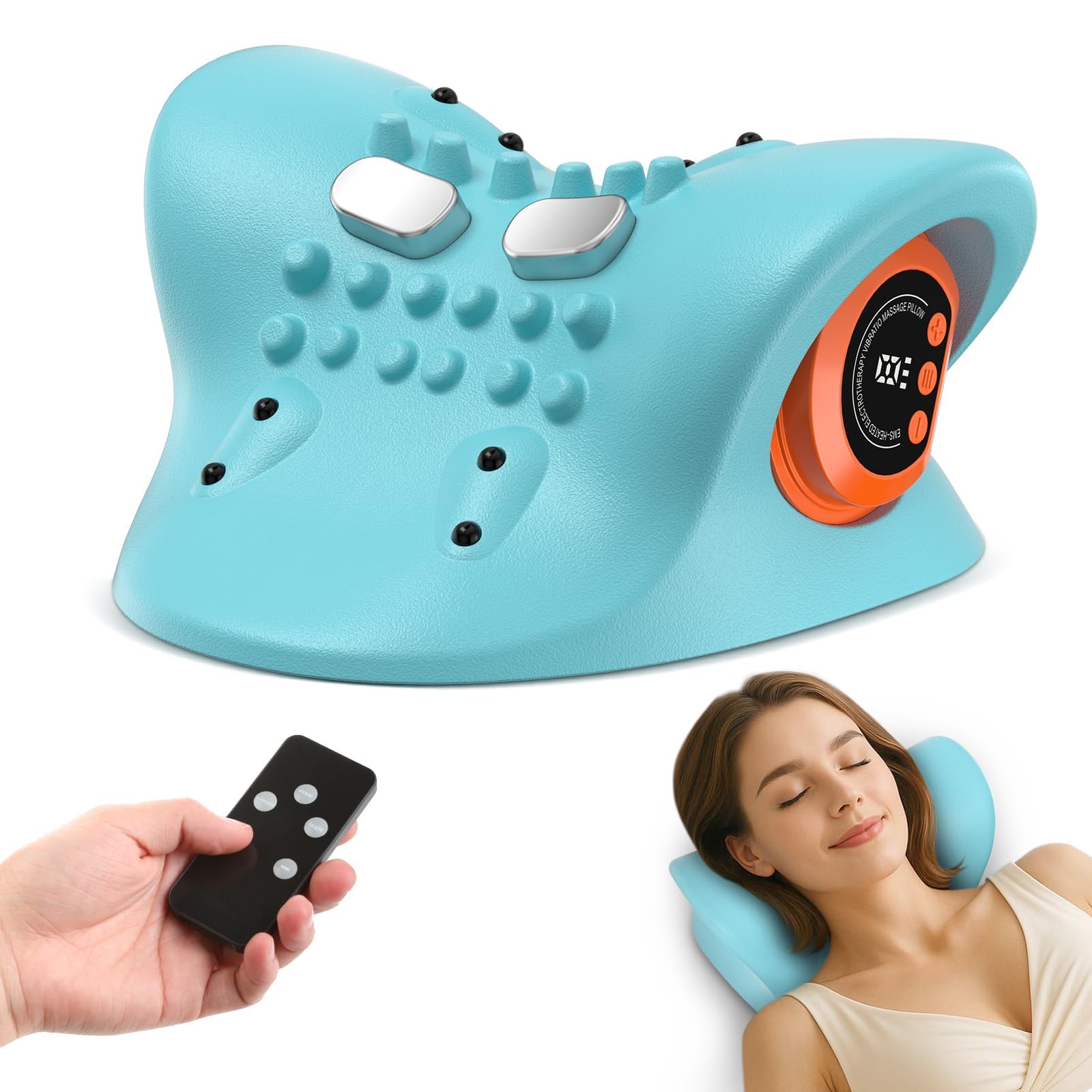 Appareil De Massage Cervical, Appareil De Massage Electrique Chauffant Portable Pour Le Cou Avec Télécommande, Masseur Cervical, Idéal Pour Les Voyages Et Les Employés De Bureau