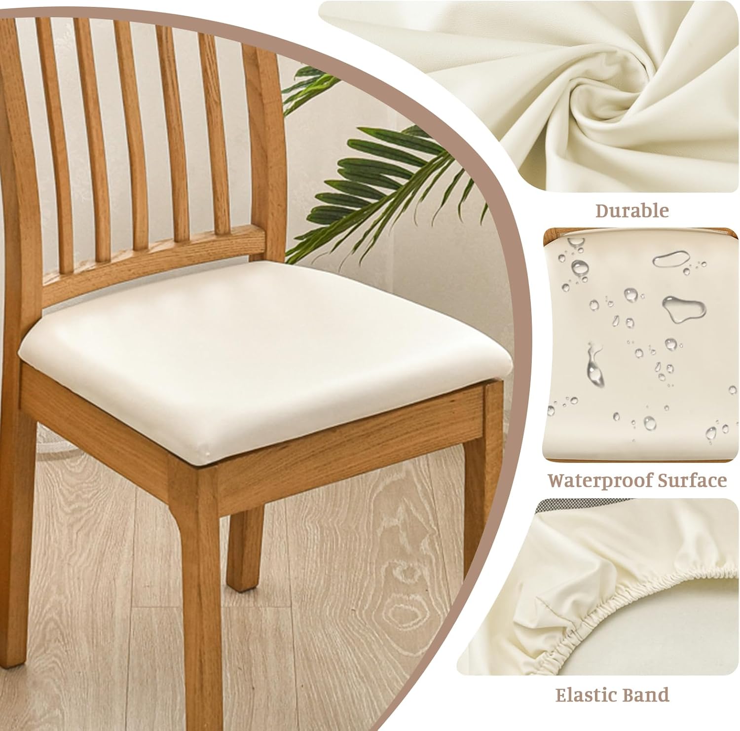 FUANGUI Dining Room Chair Covers Slipcovers Set of 4 with 1PC Bench Cover, Stretchable and Removable Slipcover for Kitchen, Living Room, Bedroom