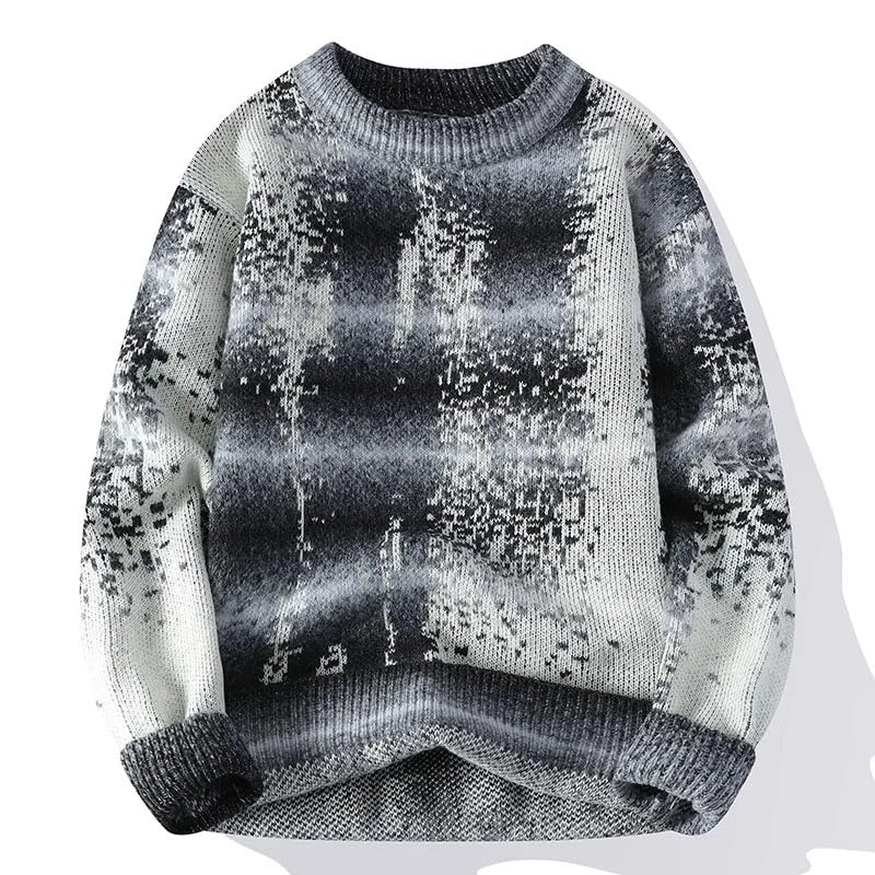 Men's Gradient Tie-Dye Knit Sweater Street Loose Fit Casual Crew Neck Pullover3