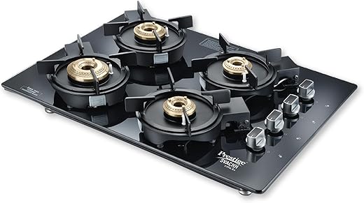 Prestige Svachh Efficia HOB 04 AI (with Toughened Glass Top Multi Spark Ignition System & 4 Brass Burners)