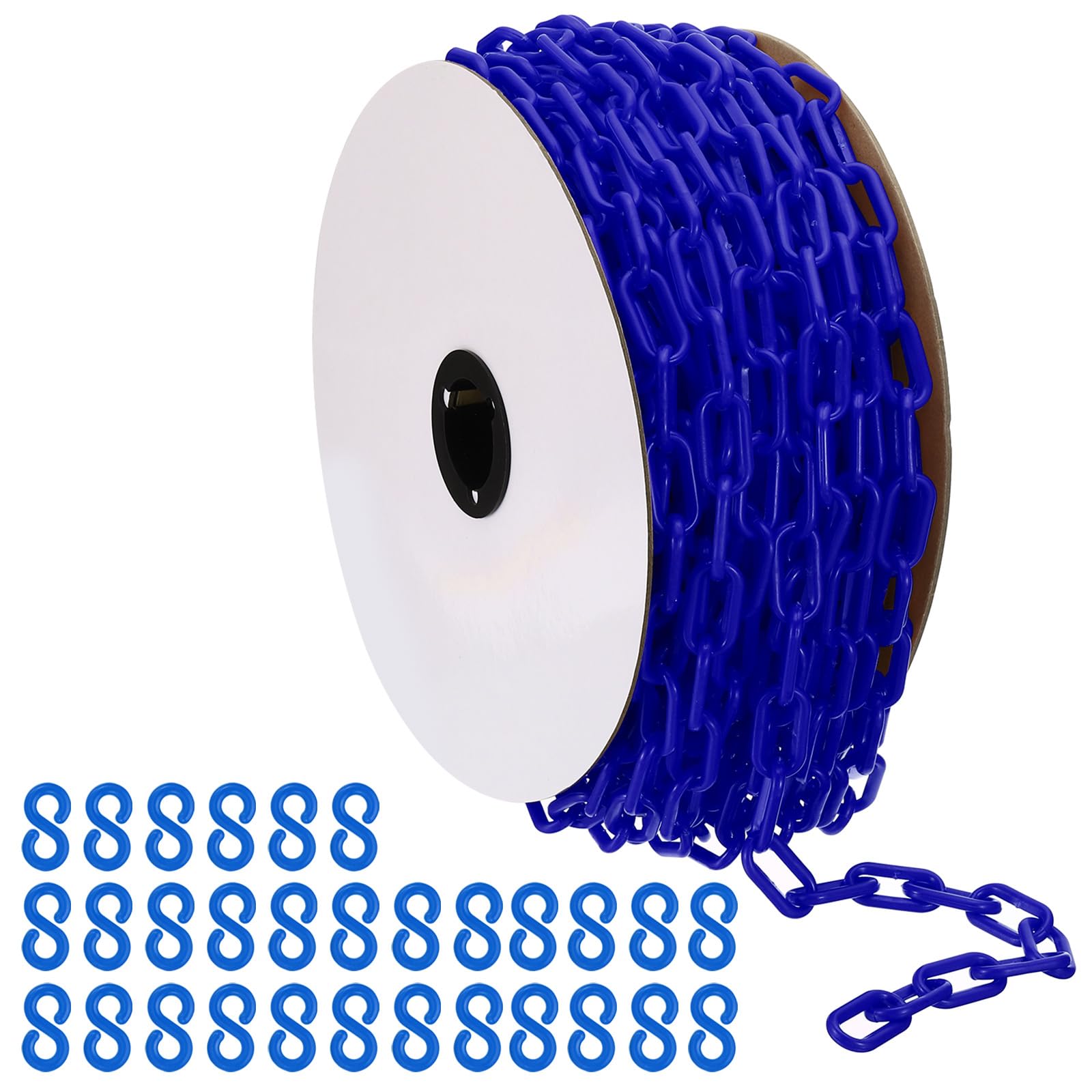 PATIKIL Chaîne en Plastique, 120 Pieds de Chaîne de Sécurité pour le Contrôle des Foules, Maillons de Chaîne en Plastique Bleu de 1/4 Pouce (6 mm) pour Files d'Attente, Stationnement