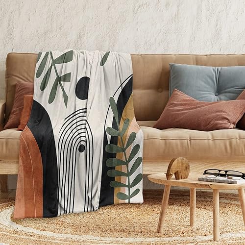 Miniatura 3 de Manta abstracta moderna, bohemia, minimalista, estética de mediados de siglo, suave y cálida, para mujer, para sofá, dormitorio, sofá, oficina,