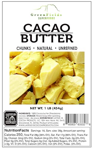 Miniatura 3 de Greenfields Superfoods Manteca de cacao orgánica 1 libra natural sin refinar