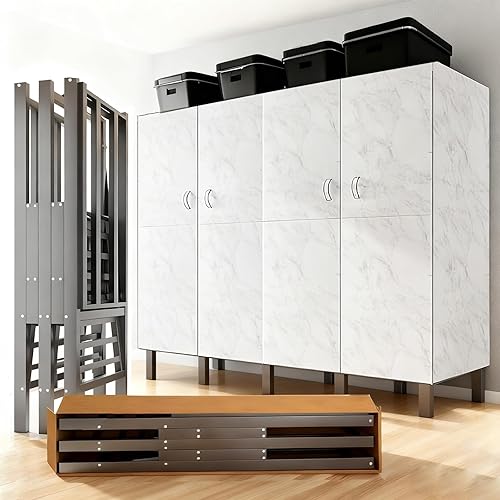 Miniatura 13 de Armario independiente resistente con puerta magnética, armarios metálicos portátiles, organizadores plegables y almacenamiento, para dormitorios,