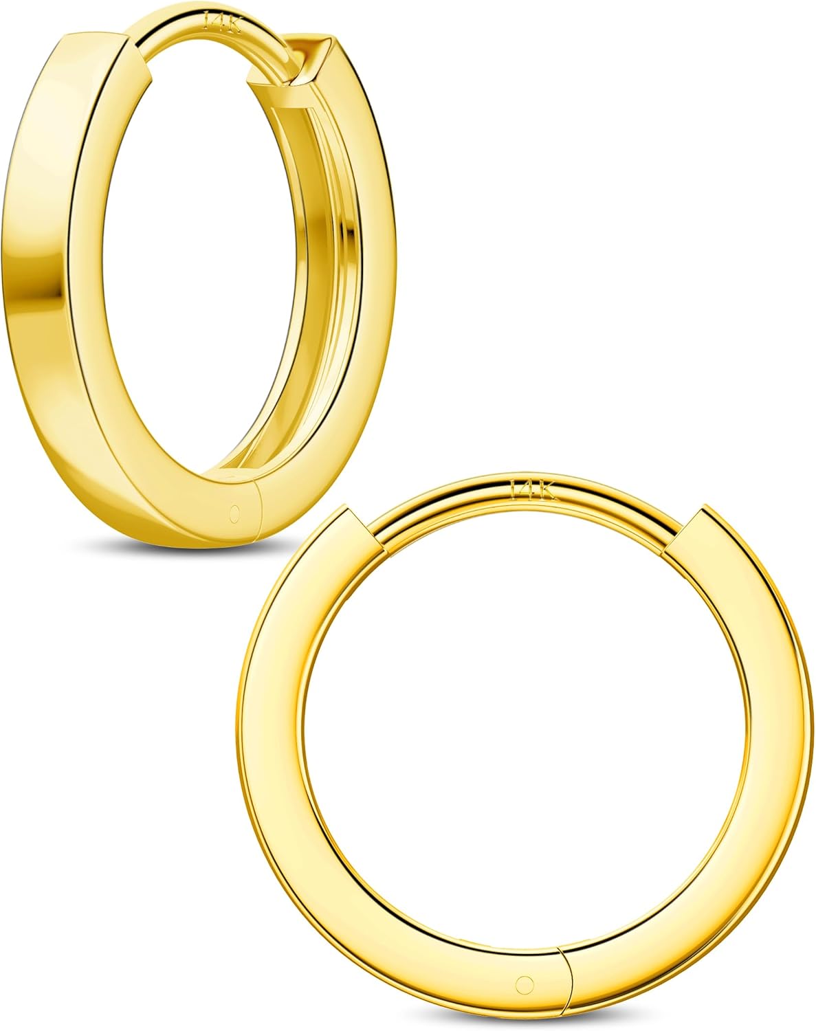 14K Solid Real Gold Hypoallergenic Square Cut Small Huggie Hoop Earrings 20G 6 7 8 9 10mm Unisex Small Hoop Luxury Fine Jewelry Gift