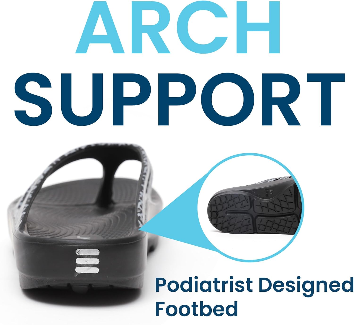 HUHV Recovery Comfort Sandals - Orthopedic Flip-Flop and Slide Sandals with Arch Support and Extra Cushion EVA Footbed for Men and Women