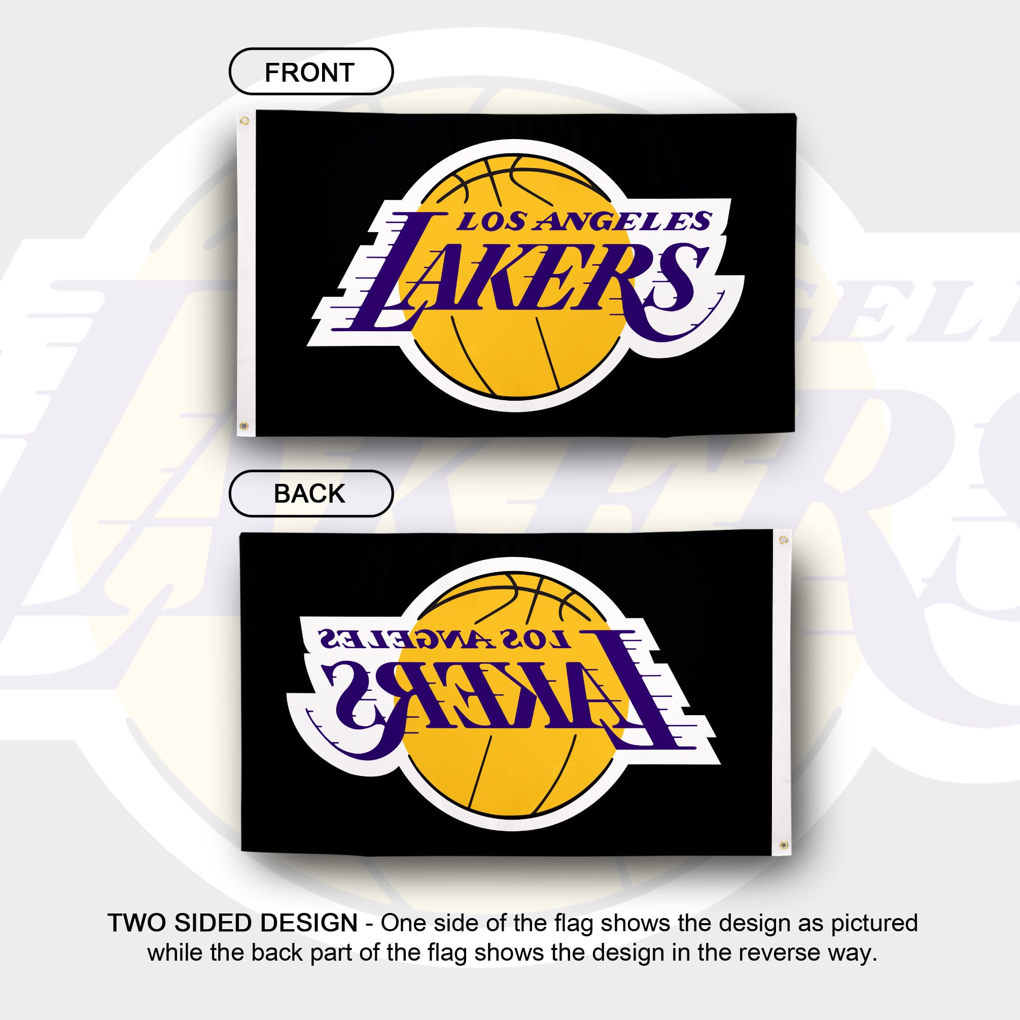Desert Cactus Los Angeles Lakers Flag LA NBA National Basketball Association 100% Polyester Indoor Outdoor Banner 3x5 feet Basketball Team Merchandise (Flag L)