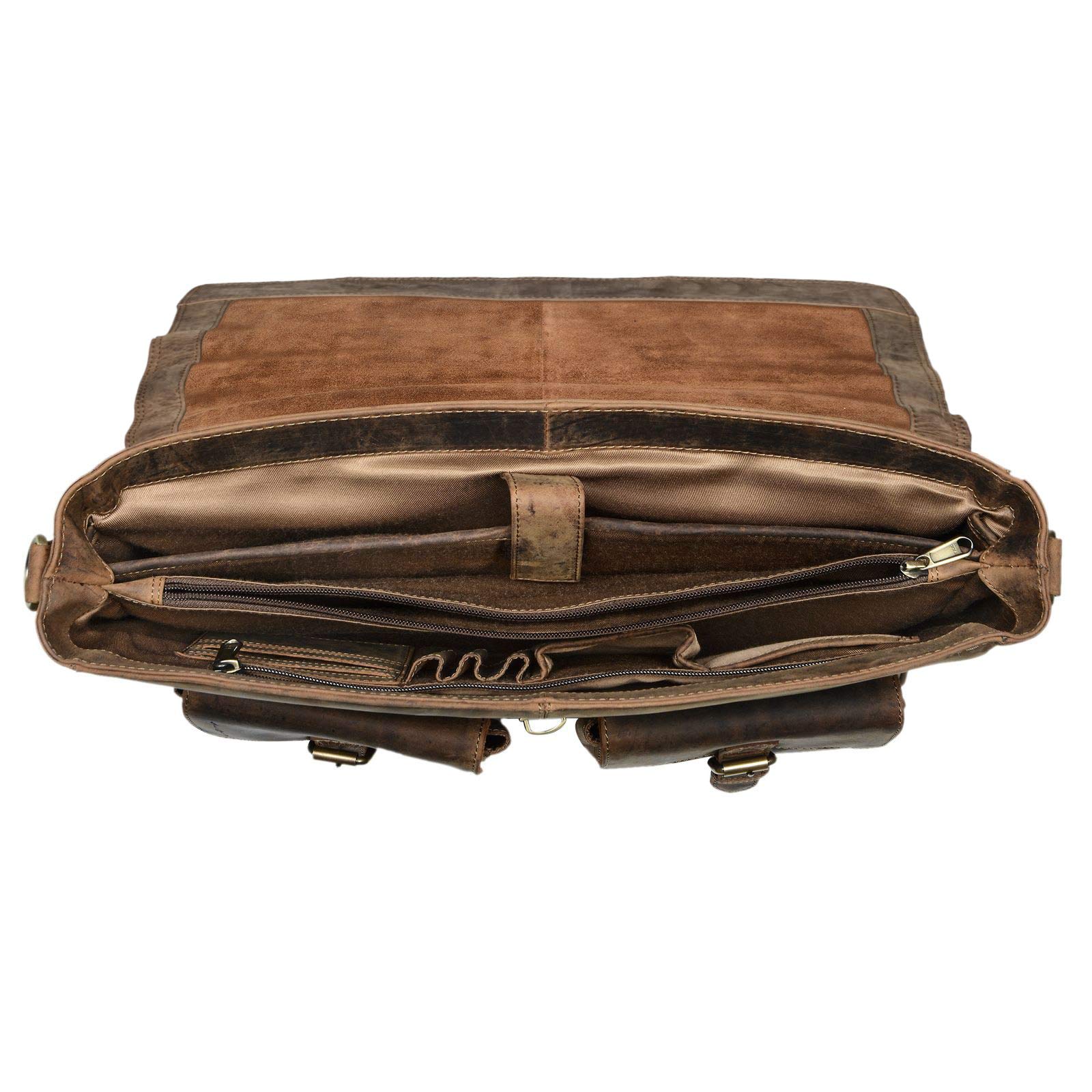 STILORD Victor Maletín Cuero portátil 15.6 Pulgadas Bolso Mensajero Grande Bolso Negocios Bandolera Hombre y Mujer de auténtica Piel Color:Negro