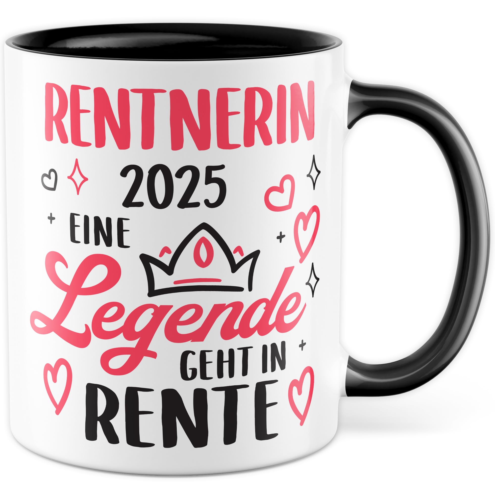 WIENS3D Rentnerin 2025 Tasse – Mit Spruch, 330 Ml, Weiß, Aus Keramik, Spülmaschinenfest, Als Abschiedsgeschenk Für Kolleginnen