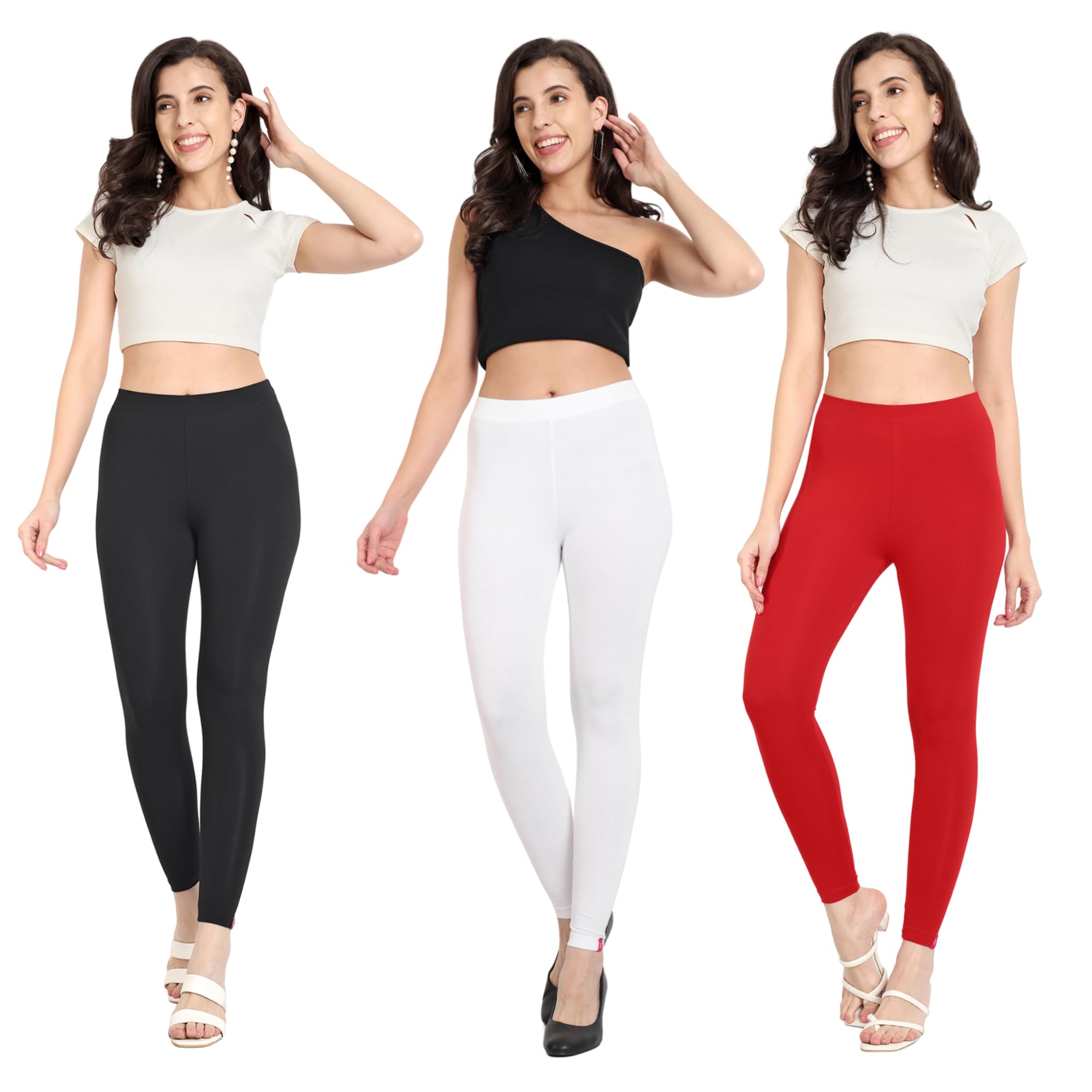 twinstar T2 Womens Ankle Length Leggings | Cotton Combo Leggings | 180 GSM | Mid-Waist Design | Pack of 3-picture-33