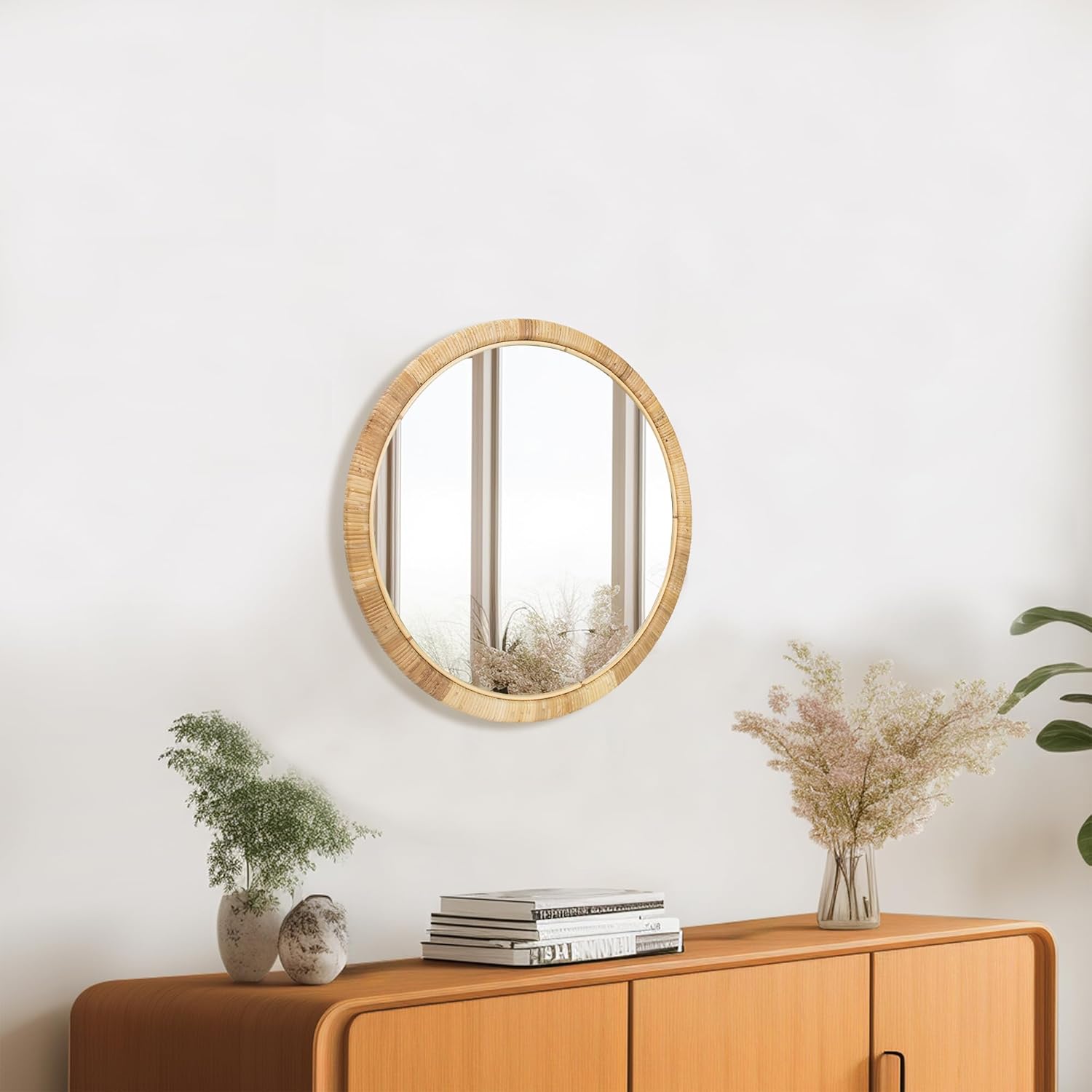 Rattan Full Length Mirror, 64x 20 Full Body Mirror for Wall, Rattan Frame Boho Mirror Decor Bedroom Bathroom Checkroom Livingroom Entryway Farmhouse