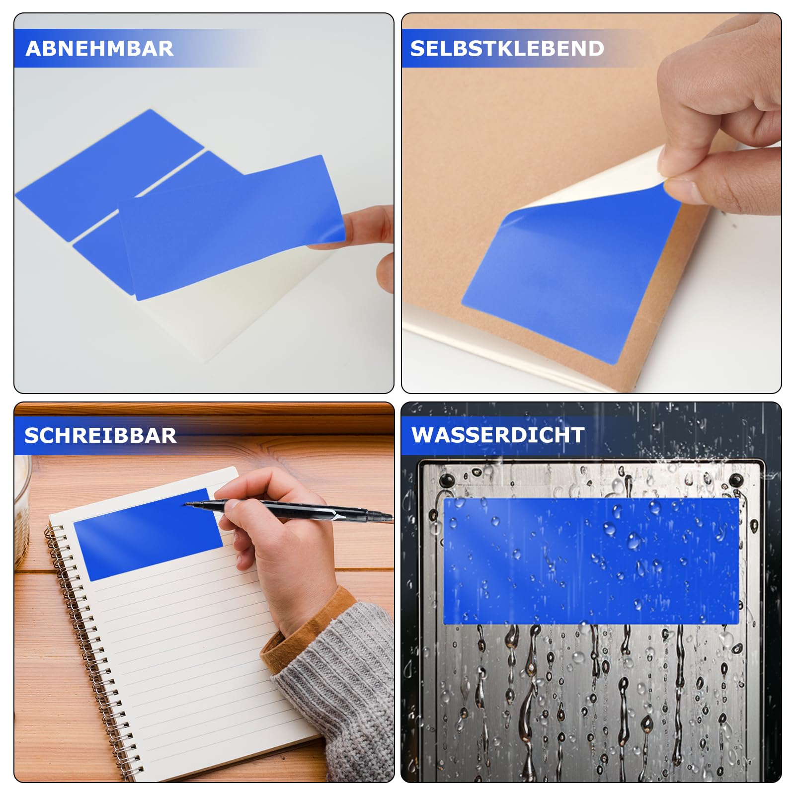 Blau Rechteckig Etiketten 102 × 51 mm Selbstklebend Groß Lager Klebeetiketten Wasserdicht Aufkleber für Marmelade Beschriften Adressetiketten 60 Stück