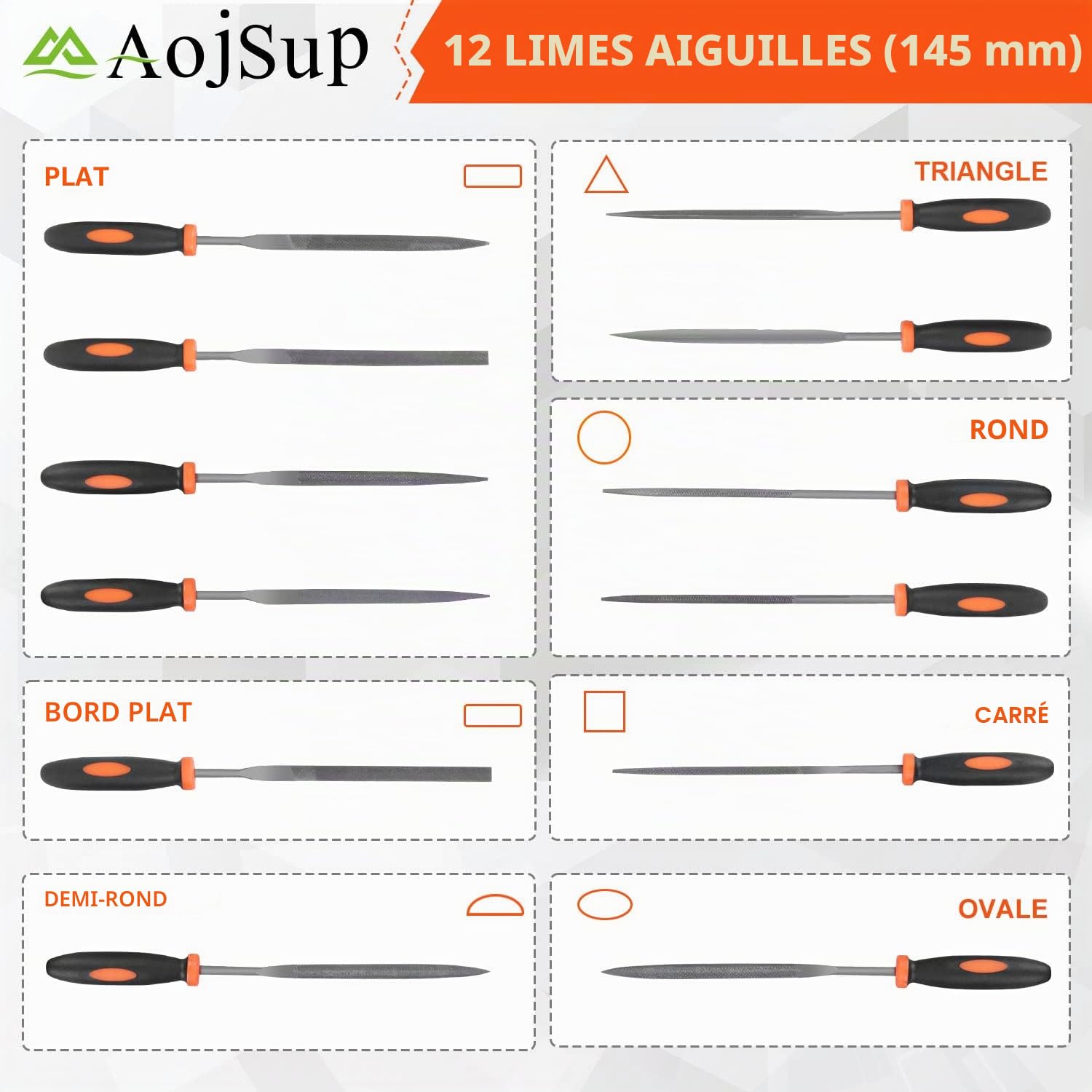 17Pcs Limes et Râpes, AojSup Lime Metal en Acier Forgé T12, 4x Grand Limes Metal, 12x Lime Aiguille Metal et 1x Brosse de Nettoyage, Lime à Metaux pour Menuiserie/Sculpture/Travaux Manuels/Atelier
