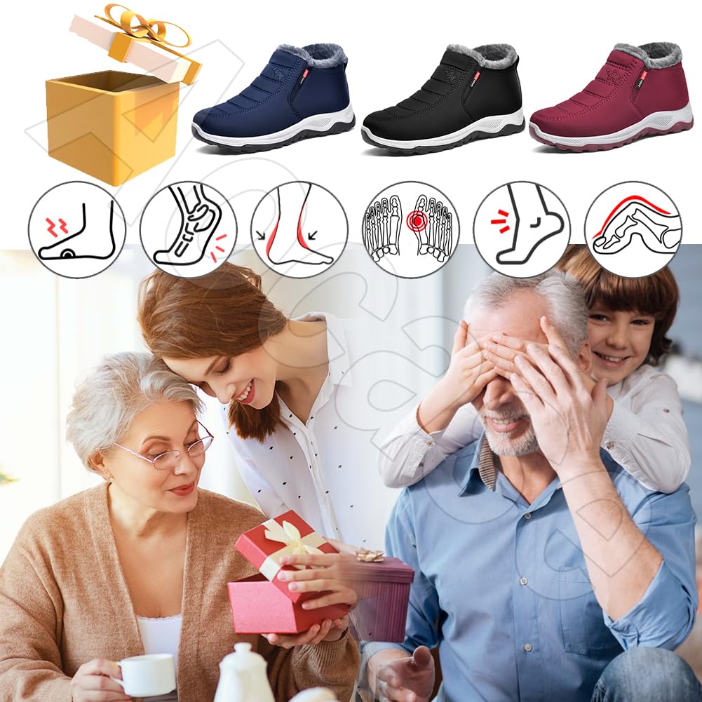Zapatos Extra Ancho Mujer Invierno Cálidas Zapatos Especiales para Juanetes Mujer de Osteoartritis Zapatos Ancho Especial para Pies Delicados Antideslizantes y Cómodos,Negro,41/255mm