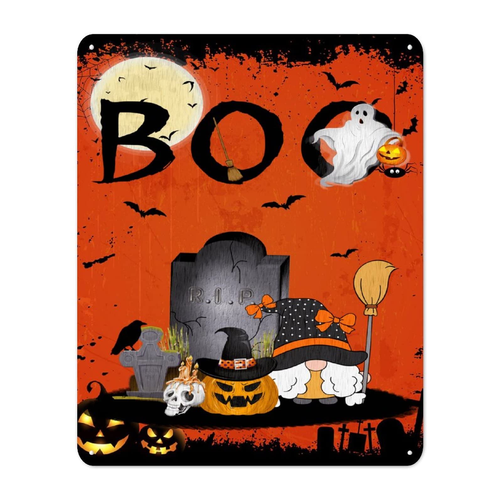 Plaque métal Halloween Boo décoration murale durable contre l'usure
