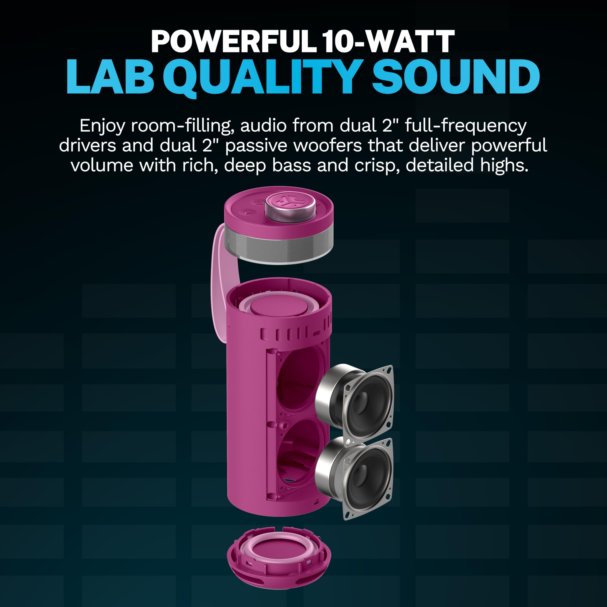 JLab, Go Party, Portable Bluetooth Speaker, Waterproof, RGB Lighting, LabSync, Mulberry