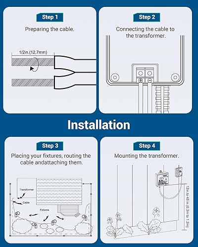 Miniatura 4 de DEWENWILS Transformador de bajo voltaje WiFi de 60 W, 120 V CA a 12 V CC, transformador inteligente de paisaje de bajo voltaje para exteriores con