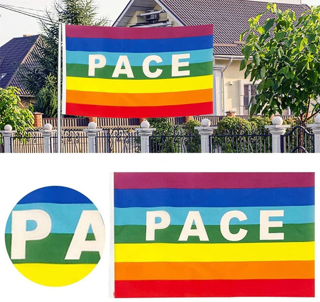 LATRAT Large Peace Flag Rainbow Peace Flag Peace Flag 90 x 150 cm Apply to Indoor and Outdoor / Street Activities - Image 3