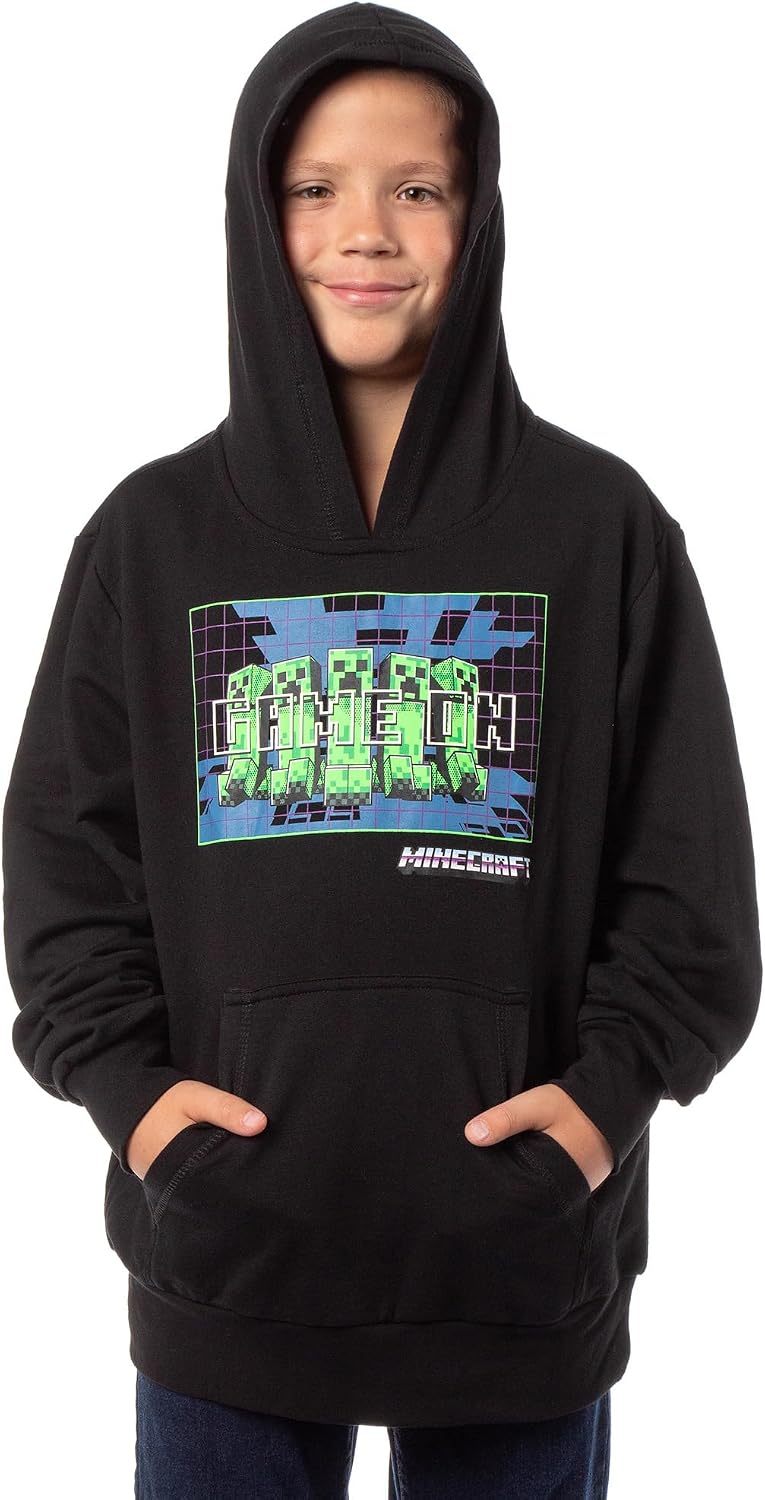 Minecraft Boys' Game On Creeper Mob Graphic Print Hoodie Sweatshirt For Boys' and Girls'