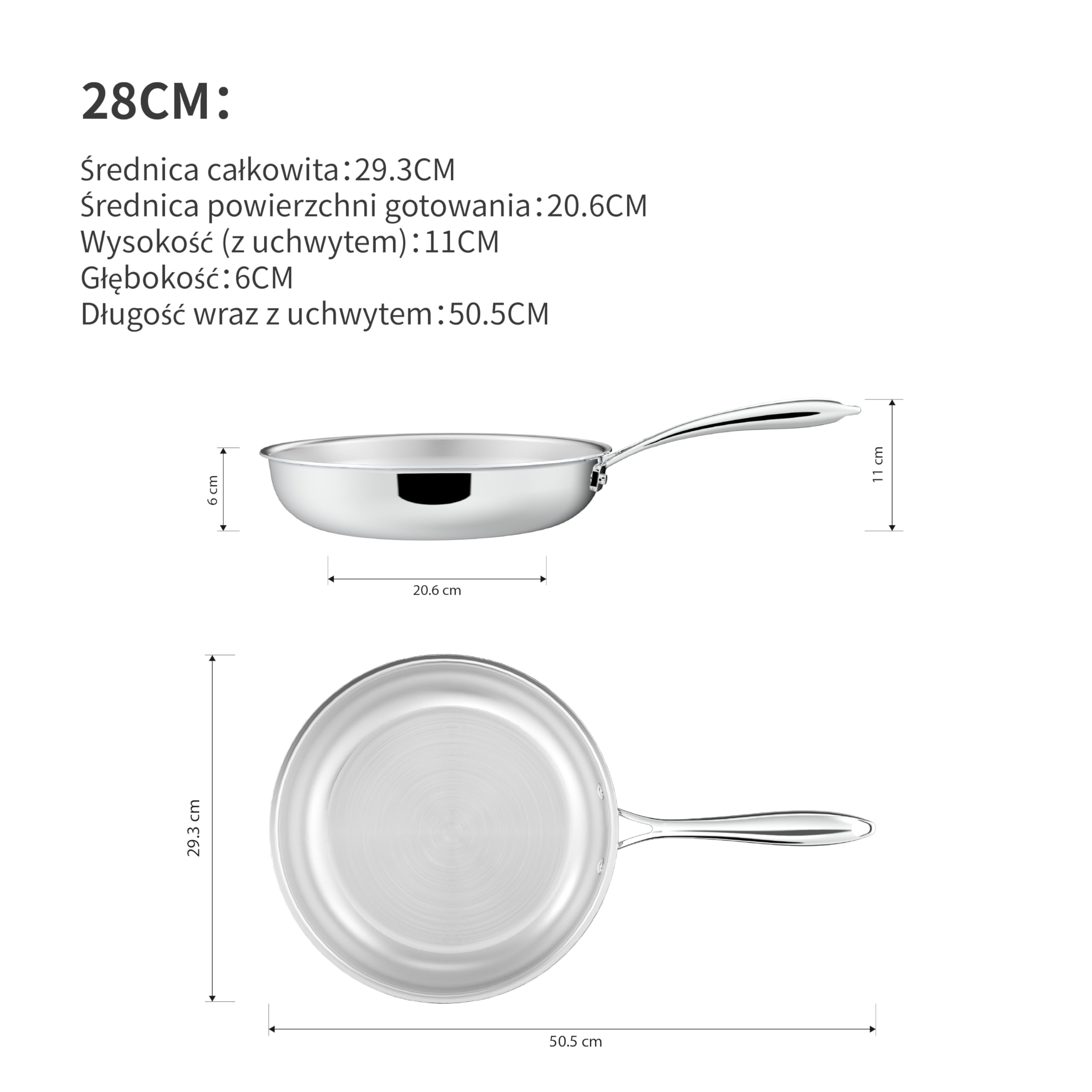 5-warstwowa patelnia ze stali nierdzewnej, zestaw 2, w zestawie patelnia ze stali nierdzewnej 24,28 cm, do zmywarki i piekarnika, rozpiętość indukcyjna
