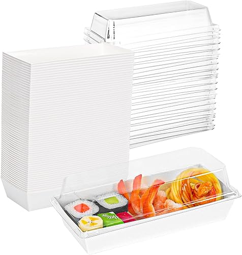 Moretoes 60 cajas de charcutería, cajas de postre de 7.5 pulgadas con tapas transparentes, recipientes de alimentos desechables para donas,
