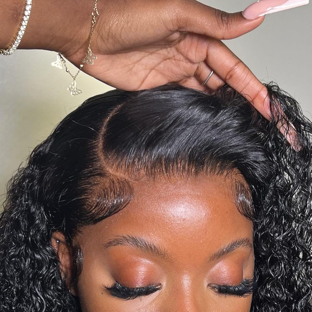 BEEOS Curly 5x5 SKINLIKE Real HD Lace Closure Wig, 250% Density Small Knot Pre-plucked Natural Hairline Human Hair Wig Natural Black 20 Inch