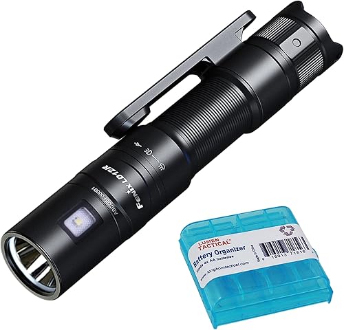 Fenix LD12R Linterna EDC, 600 lúmenes USB-C recargable, compatible con AA, luz de trabajo doble LED principal y lateral con clip magnético y