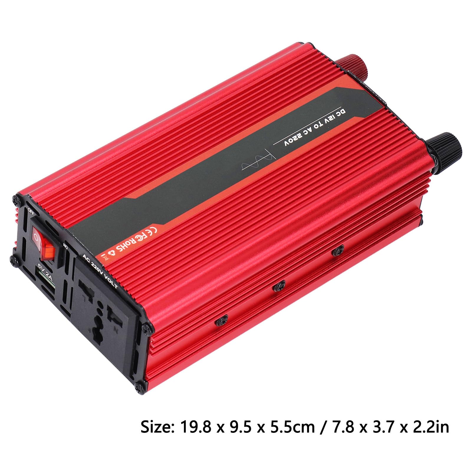Ejoyous Przetwornica Napięcia Samochodu Stop Aluminium Przetwornica DC12V na AC220V 300W Czysta Fala Sinusoidalna Port USB Wentylator Chłodzący do Wycieczek na świeżym Powietrzu Kempingu i Zużycia