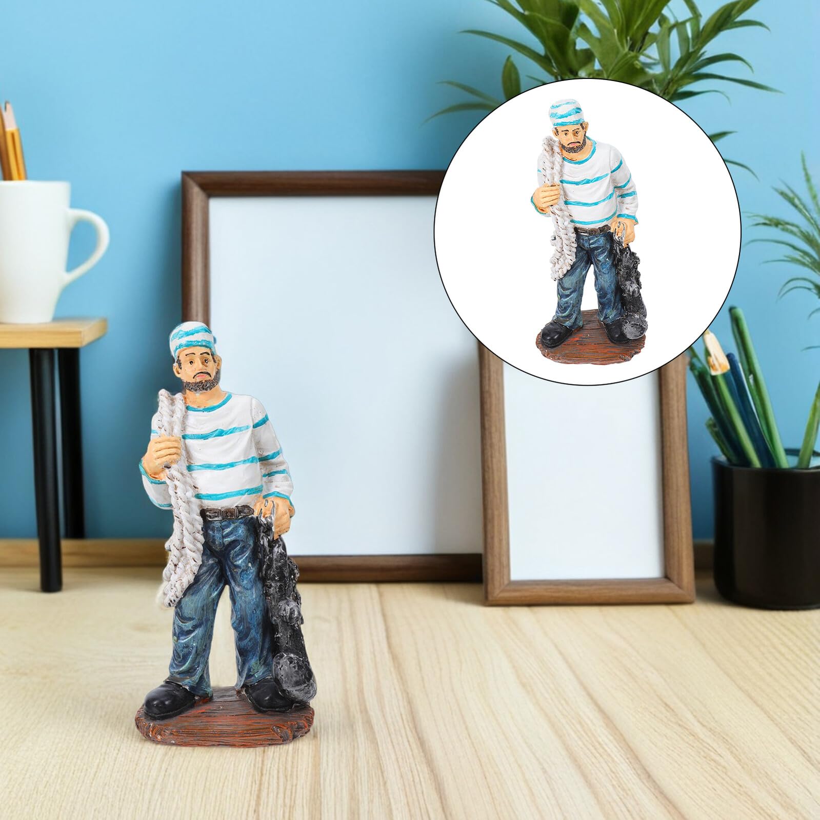 LIFKOME Figurka Dekoracyjna Marynarza Dekoracja Domu Kapitan Dekoracja Z Żywicy Śródziemnomorskiej Miniaturowe Figurki O Tematyce Plażowej Miniaturowe Domki Dla Lalek W Stylu