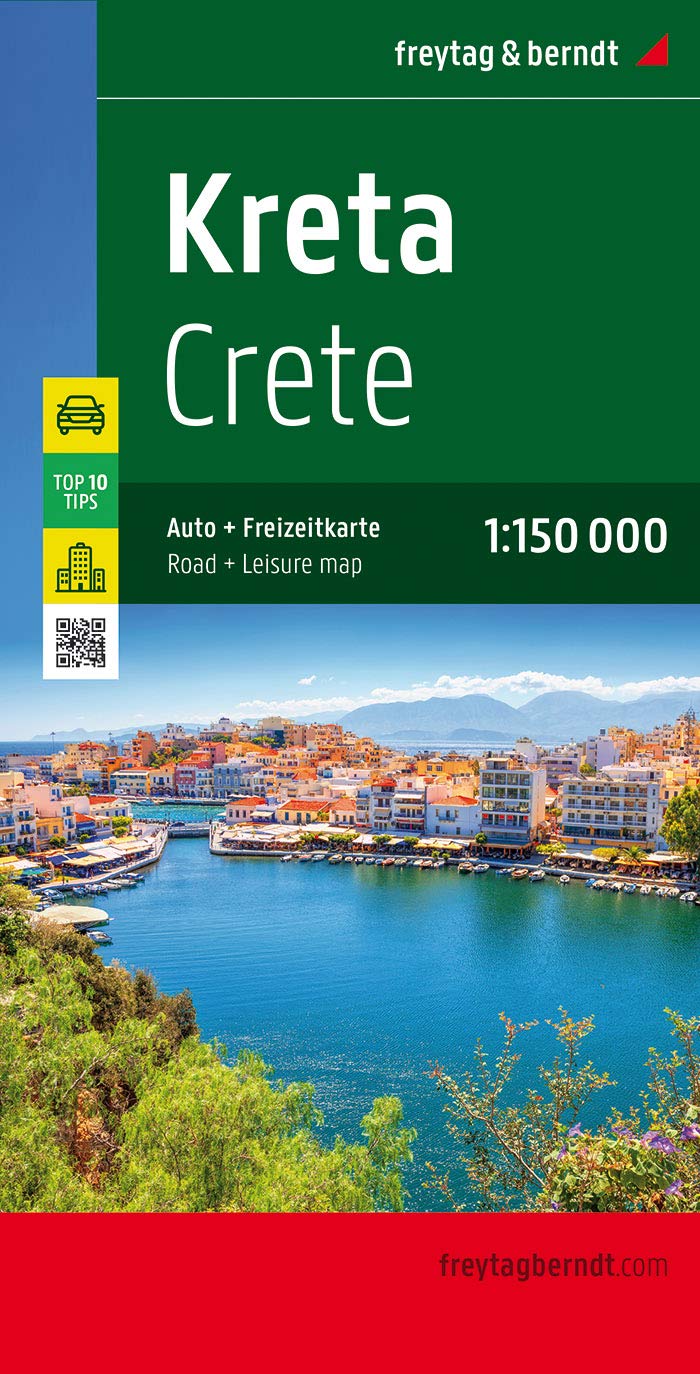 Kreta, Autokarte 1:150.000, Top 10 Tips: Top 10 Tips Sehenswürdigkeiten, Citypläne, Ortsregister mit Postleitzahlen (freytag & berndt Auto + Freizeitkarten