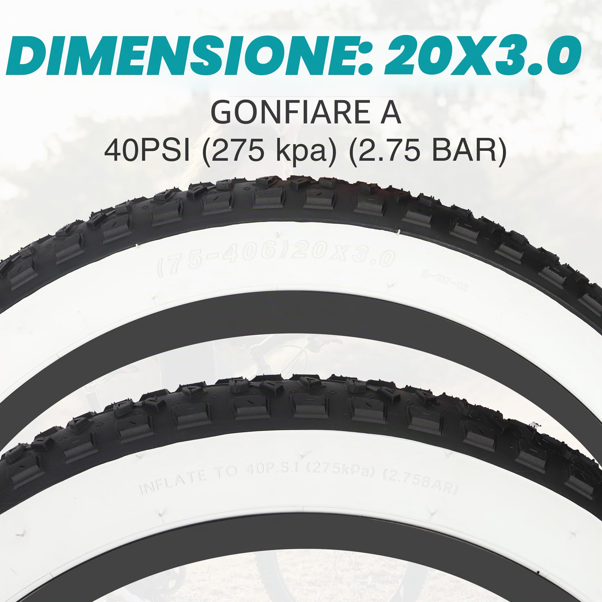 ZUKKA 20/26 pollici Heavy Duty - Pneumatico per bicicletta elettrica, 20/26 x 3,0 cm, per bicicletta elettrica, compatibile con Wide Mountain Snow Bicycle